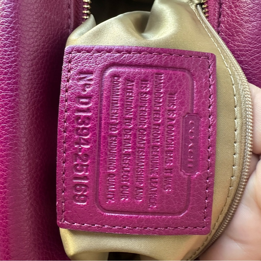 Coach Magenta Leather Shoulder Bag - Picture 6 of 6